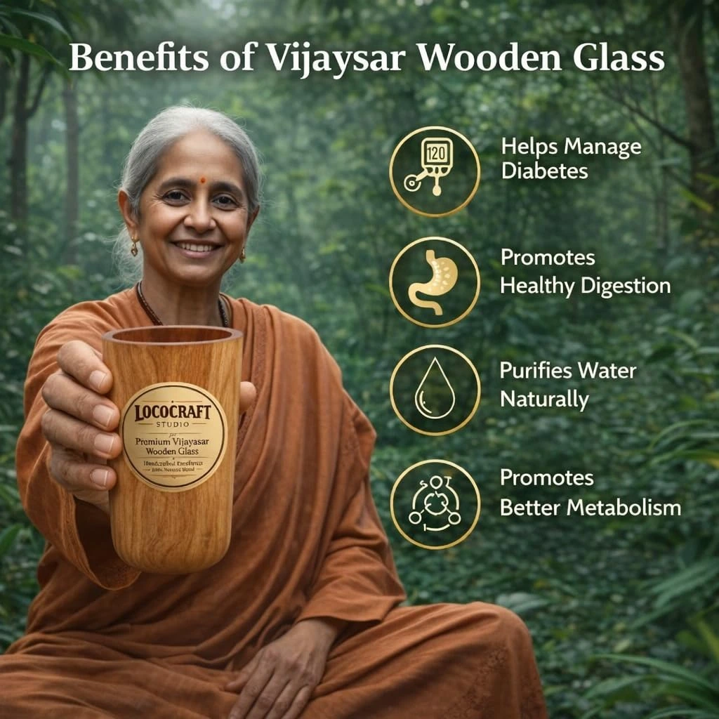 Vijaysar Wood Glass ayurvedic drinking glass India